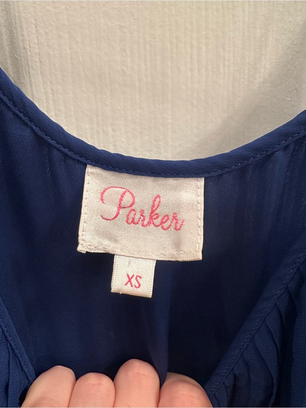 Parker Girls' Navy Dress with Pink Logo Detail - Picture 2 of 3